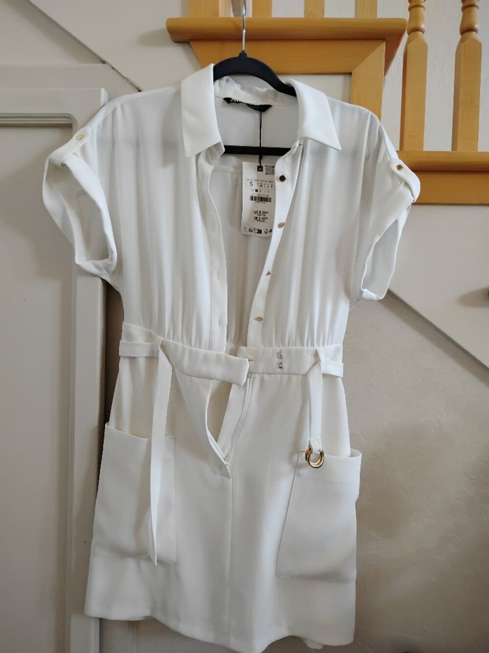 Zara New with Tags White Utility Dress